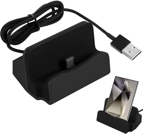 1 Pièce Noir Chargeur de Station d'accueil de Type C,Station d'accueil Dockingstation pour Smartphone Compatible,Peut Supporter Support de Chargeur de Bureau téléphone Portable.