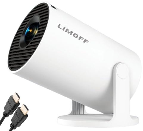 LIMOFF Mini Beamer 4K Heimkino Mini Projektor mit Android TV 11 Inklusive HDMI-Kabel WLAN & Bluetooth Tragbarer Beamer Klein für Handy/PC/PS5/Xbox kompatibel mit Android & iOS (Vision 3Pro+ mit HDMI)