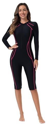 Linjinx Costume da Bagno Donna Muta Manica Lunga con Cerniera Muta in Neoprene Ad Asciugatura Rapida per Surf Nuoto Sport all Aperto Nero S