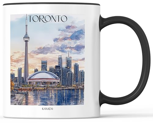 favplace Tasse mit Städtemotiv Toronto Kanada Kaffeebecher - Geschenkidee bzw. Geschenk für Fernweh oder Heimat - Reise Kaffeetasse 330ml Schwarz