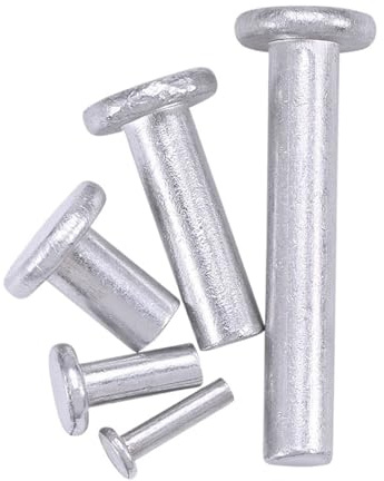 LIUCH Rivets à tête plate en aluminium M2 .5 M3 M4 M5 M6 M8 Rivet rond plein auto-enfichable clouer Boulon clou(10mm,M2-(200pcs))