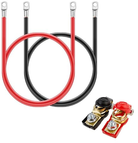 ZYNCUE 2 Batteriekabel mit Schalter, 50cm 16mm² 5AWG M8 12V Kabel für Auto, Boot und Solarbatterie