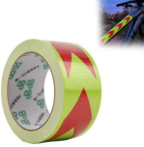 Heozhuyi Nastro Catarifrangente Adesivo, 10 metri x 5 cm Nastro riflettente adesivo, Nastro segnaletico verde rosso, Cinta reflectante adhesiva, cinta adhesiva fluorescente per veicoli e biciclette