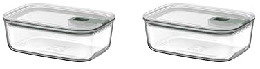 Mepal - Glasbehälter mit deckel Set 2 teilig EasyClip - Schüssel mit Deckel & Schiebeverschluss - Meal prep boxen - Geeignet für Mikrowelle, Dampfgarer und Ofen - Luftdicht - 2 l - Nordic sage