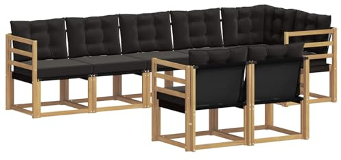 vidaXL Outdoor-Sofagarnitur mit Kissen 8 pcs Weiß und Schwarz, Garten Loungemöbel, modernes Ecksofa, robust Sitzgruppe, Terrassenmöbel für Komfort