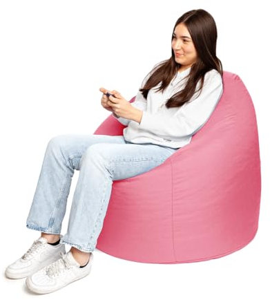 PATCH HOME Sitzsack XL Tropfenform - Hell Rosa - Indoor & Outdoor Beanbag mit Styroporfüllung - Bereits Befüllt - Kinder & Erwachsene - 30 Farben & 3 Größen - Für Kinder und Erwachsene