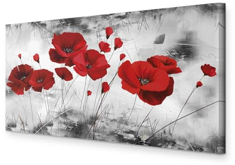 B&D XXL - Leinwandbild Wohnung rot grau, Schlafzimmer, Wohnzimmer, modern | Hochwertige Leinwand, sofort aufhängbar, ideal fürs Wohn- oder Schlafzimmer, wasserfest und lichtecht, langlebig, stilvoll