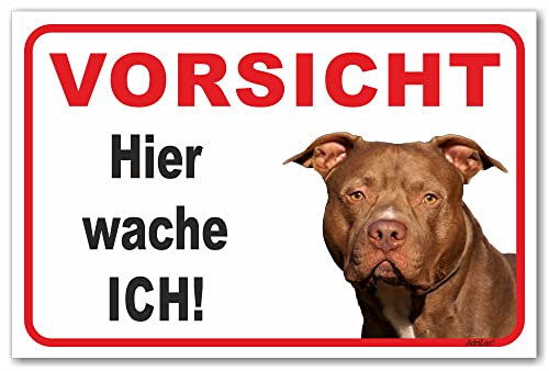 AdriLeo Schild - Vorsicht American Staffordshire Terrier - Hier wache ich - (40x60cm) / Achtung Hund Wachhund Kampfhund robust langlebig UV-beständig wetterfestes Warnschild