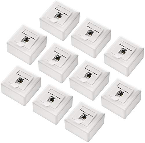 deleyCON 10x CAT6 Universal Netzwerkdose - 1x RJ45 Port - Geschirmt - Aufputz oder Unterputz - 1 Gigabit Ethernet Netzwerk - EIA/TIA 568A&B - Weiß