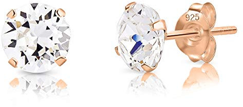 Punto Luce Oro - Orecchini Diamante - Orecchini Brillanti Donna - Orecchini Cristallo - Orecchini Punto Luce Argento 925 Placcato Oro Rosa - Orecchini Donna Oro Rosa - Orecchini Placcati Oro