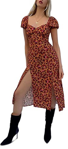 French Connection Damen Ameli Drp Pf SLV FLL LNG Dress Lässiges Kleid, Desert Rose Multi, Large