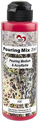 Ideen mit Herz Pouring Mix 2in1 | Pouring Medium & Acrylfarbe | 180 ml | kein weiteres Mischen mit Fluid, Medium oder Silikonöl erforderlich (rot)
