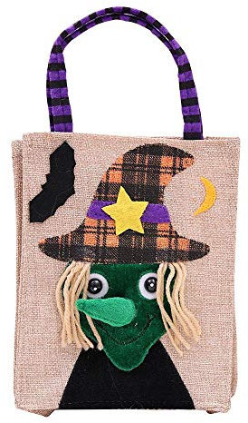 MWBLN Halloween Dekorationen,Neue Halloween Kürbis Hexen Geschenktüte, Candy Cookie Geschenktüte, Leckerei oder Trick Candy Geschenk Aufbewahrungsbeutel Partyzubehör 26x15cm Hexe