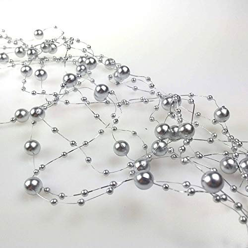 5 Stück Perlengirlanden in Silber 1,3m Dekorationen