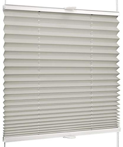 SchattenFreude Basic Klemmfix-Plissee für Fenster | Mit Klemm-Haltern | Ohne Bohren | Grau, Breite: 140cm x Höhe: 100cm