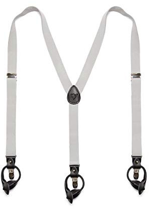 BRERA 67 verstellbare elastische Hosenträger Herren mit Clips für Arbeitshose, Latzhose, Jeans, Motorradhose. Italienische Design (2,5 cm, hellgrau einfarbig)
