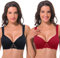 Curve Muse Damen Leicht Gepolstert Bügel Spitze BH mit gepolsterten Schultergurten-Schwarz, Wein-95C-V2