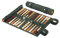 Melia Games Backgammon zum Rollen - Reise-Backgammon aus feinstem Nubuk Echt-Leder mit handgefertigten Holzspielsteinen (Eire - Full Leather Version)