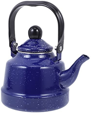 HEMOTON 1. 1L Vintage Enamel Teapot Kettle: Stainless Steel Stove Top Tea Kettle Dot Coffee Kettle Flat Bottom Kettle Warmer Teakettle for Stovetop