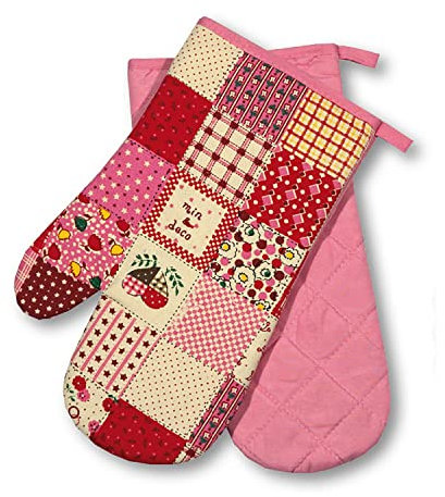 Ofenhandschuhe Kitchen, Patchwork, rosa, 1 Paar, PSA-Kategorie II bis 250°C hitzebeständig, geprüftes und zertifiziertes Produkt