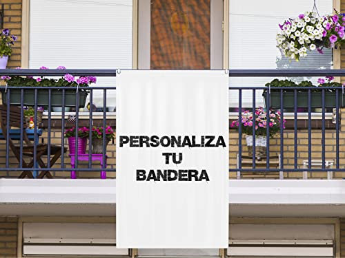 Oedim Bandera Vertical Personalizada, 150x85cm, Reforzada y con Pespuntes, Bandera con 2 Ojales Metálicos y Resistente al Agua