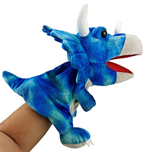 Dinosaurier Handpuppe, 25CM Simulation Cartoon Tyrannosaurus Rex Dinosaurier Handpuppe Dino Spielzeug Plüschtier Weiche Stofftierpuppe mit beweglichem Mund für Kinder Geschichtenerzählen Rollenspiel