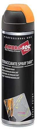VIRSUS 1 Bomboletta Vernice spray Tracciante Maker da 500ml con valvola a 360° per Uso Professionale e Domestico, per Asfalti, Muri e Legno, Essiccazione Rapida (arancio fluorescente)