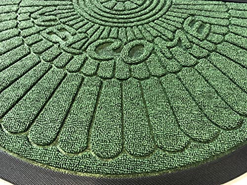 OrientalRugCompany Heavy Half Moon Rubber Edged Door Mats 45cm x 75cm green