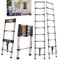 2.6M Telescopic Extension Ladder, Multi-Purpose Folding Telescoping Ladder, Heavy Duty Stainless Steel Portable Retractable Loft Ladder for Roof Work, Window Cleaning, Indoor Decorating
