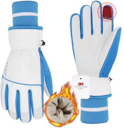 HANDLANDY Wasserdichte Ski Handschuhe für Männer und Frauen - Griff Winter Touchscreen, Warme 3M Thinsulate Isolierte Schnee Handschuhe (Blau, S)