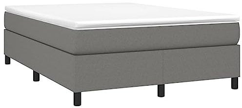 vidaXL Bettgestell, Polsterbett Bett für Schlafzimmer, Bettrahmen mit Lattenrost, Schlafzimmerbett Doppelbett, Dunkelgrau 140x200cm Stoff