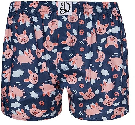 Dedoles Boxer Homme & Garçon sous-vêtements Caleçon Coton Beaucoup Designs Amusants, Couleur: Bleu, désign: Cochons Volants (caleçons), Taille: S