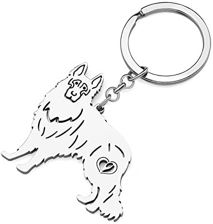 RAIDIN Edelstahl 18K Gold Silber Plattiert Süße Schlüsselanhänger Hund Schlüsselring für Damen Mädchen Geschenke Auto Geldbeutel Schlüssel Zubehör (Silber-165 Deutscher Schäferhund)