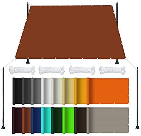 Voile d'ombrage Auvent Rectangulaire UV 4 x 8 m Imperméable Voiles D'ombrage Filet D'ombrage Imperméable Une Protection des Rayons pour Jardin Camping Terrasse Piscine, Rouge Rouille