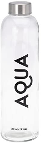 hibuy Trinkflasche AQUA 750 ml - auslaufsicher & Kohlensäure geeignet - Glas transparent