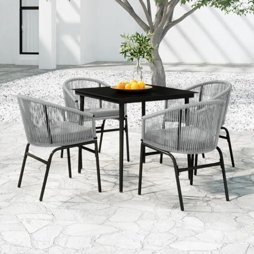 BaraSh 5-TLG. Garten-Essgruppe GartenmöBel Set Outdoor Furniture Gartentisch Mit StüHlen Set Garten Essgruppe Grau 3099252