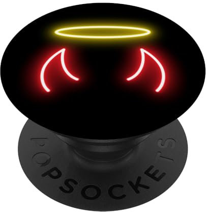Coole Teufelshörner bunt mit Engel Halo Ring Engel Ring PopSockets Klebender PopGrip