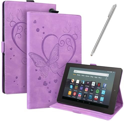 JayModCase Custodia per Amazon All-New Kindle Fire 7 Tablet (2022 Release-12th Generation) Pelle PU Flip Stand Cover, Angolo di Supporto Regolabile (Porpora)