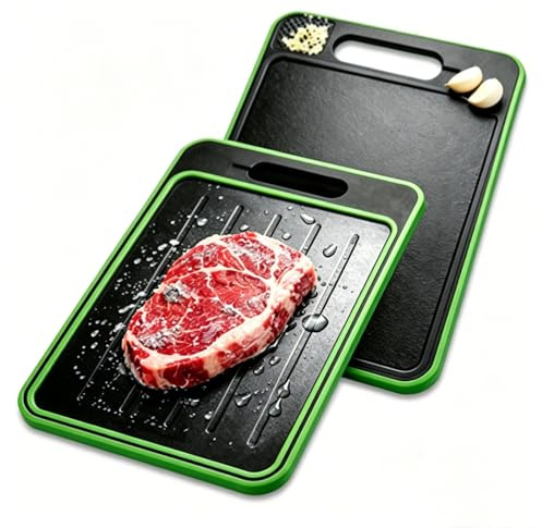 4 in 1 Defrosting Board, Miracle Melt Defrosting Board, Defrosting Tray, Fast Thawing of Frozen Food, Thawing Board Fast Defrosting Tray Double Sided as Chopping Board with Grater, Sharpener