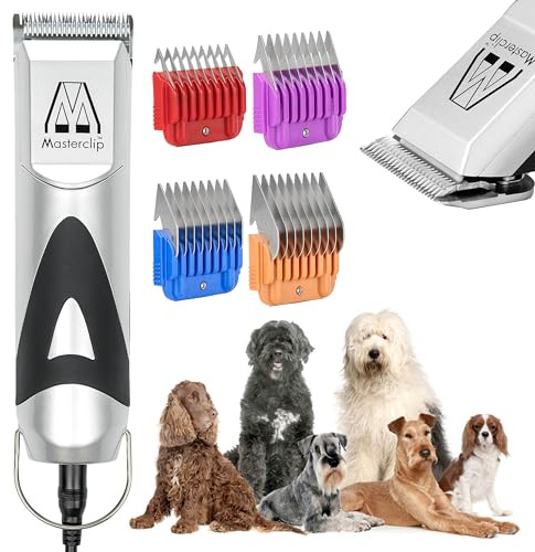 MASTERCLIP Mains Powered A5 Dog Clipper, Suitable for All Breeds of Dog and Coat Types, Ideal for Pet Grooming at Home, Comes with 10 Blade (1.5mm) & 4 Comb Guides (3mm, 6mm, 10mm, 13mm)