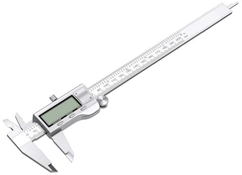 B33CS Bolwins Digitale Edelstahl-Schieblehre – Präzises 200mm Messwerkzeug mit Großem LCD Display, Staubdicht für Haushalt & Industrie, inklusive Ersatzbatterie