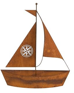 Bornhöft Edelrost Schiff zum bepflanzen Gartendeko 46cm x 40cm rostige Garten Deko Teich Angler Maritime Dekoration (65cm)