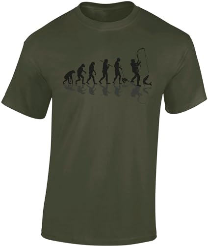 Baddery Angel – Camiseta para hombre – «Angler Evolution » – Camiseta para hombre – Ropa de pesca, militar, L