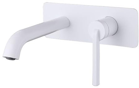 BiaoTeng Waschtischarmaturen Unterputz Wandmontage 2 loch Heiß und Kalt Einhandmischer aus Messing Armatur Badezimmer Unterputz Weiß