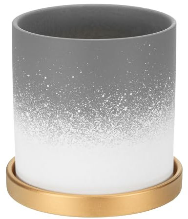 PATIKIL 5.12 Inch Ceramic Plant Pots, Modern Flower Planters Gradient with Drainage Holes for Decorate Home Indoor Plants Succulent Herb, Dark Gray