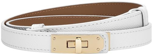Drucilla Gürtel damen schmal, belt women, einstellbar, Mit Legierung Drehverschluss, taillengürtel damen, schmaler gürtel, Geeignet für Jeans, Kleider, Kleiderdekoration (Weiß)