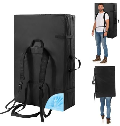 BALAPET Tri-Fold Boulder-Crash-Pad mit verstellbarem Schultergurt, 10,2 cm dicker, hochdichter Schaumstoff, Klettermatte zum Schutz, tragbar und einfach zu tragen, perfekt für drinnen und draußen
