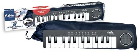 Tastiera Digitale MeMe da 25 Tasti, Passo Medio con Borsa da Trasporto, Cavo USB, 8 Toni, 8 Ritmi, 5 Demo, Metronomo,Transpose cambio 1 ottava, Concertino, Tastiera Scolastica dim. 37 cmx.7 cm. x3.5