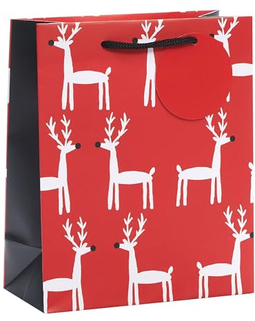 Red Reindeer Medium Christmas Gift Bag Festive Xmas Gift Wrap Gifting Accessory 563995