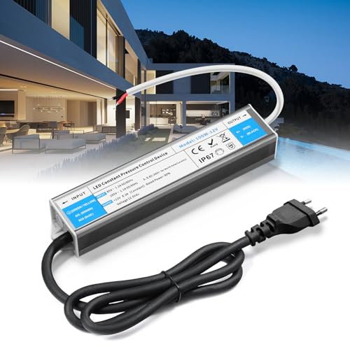 BRIMETI Transformateur 220V 12V 100W LED Driver Etanche IP67 Extérieur Transfo 8,3A Adaptateur Alimentation 220V AC à 12V DC Convertisseur Basse LED de Tension Constante avec Plug